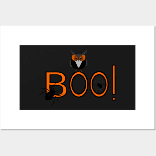 Boo, says the owl. It's Halloween! Posters and Art